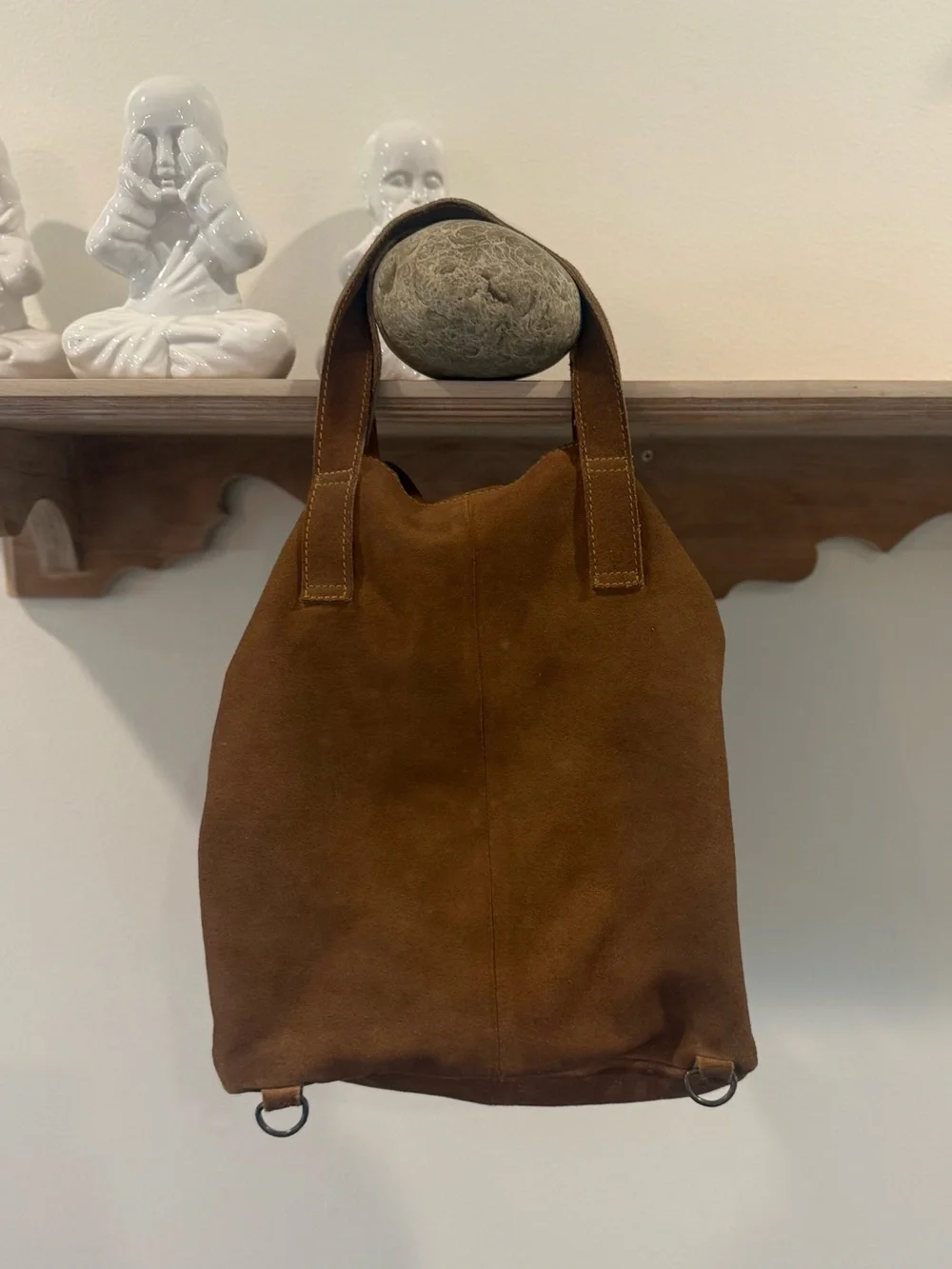 Free People Convertible Distressed Suede Tote Crossbody Backpack Brown